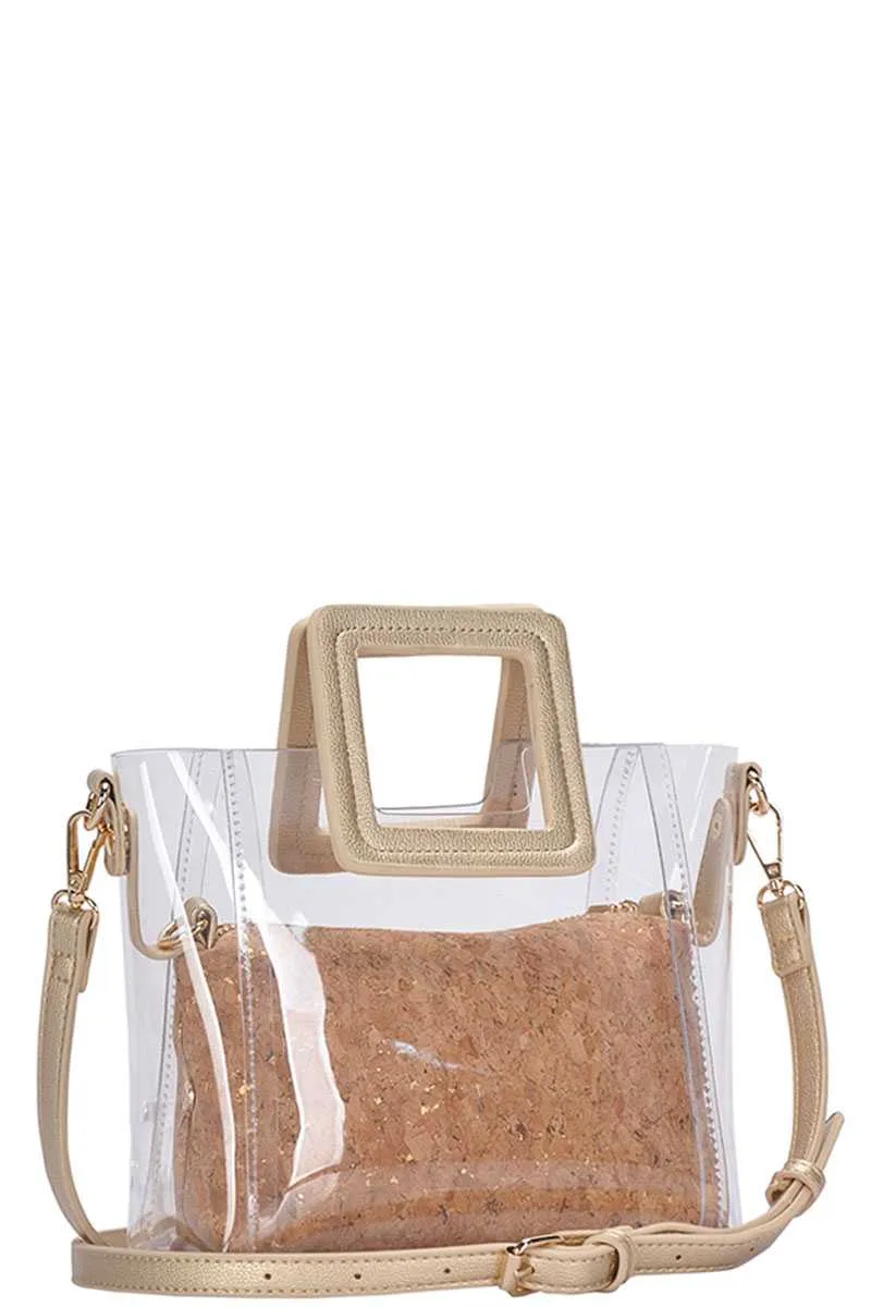 2in1 Transparent Satchel With Long Strap