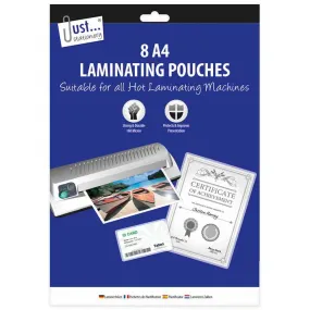 A4 Laminating Pouches - 8 Pack Clear Durable Protective Office Supplies