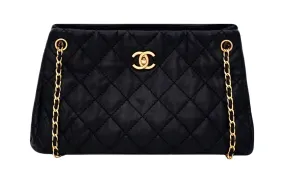 Authentic Chanel Black Calfskin Modern Quilted Tote