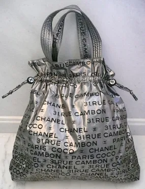 Authentic Chanel Modern ‘Unlimited’ Logo Silver Maxi Tote