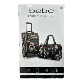 Bebe Sofia Carry On Luggage & Weekender Duffel 2 Piece Set, Black Floral