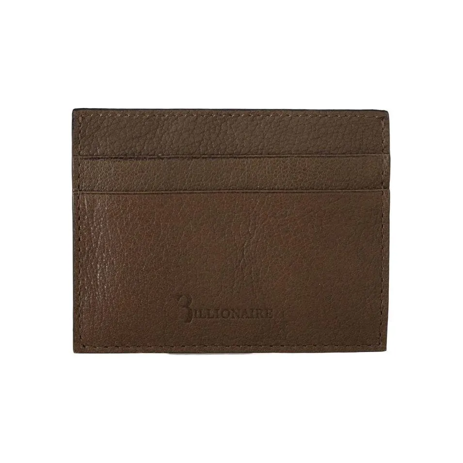 Billionaire Italian Couture Elegant Turtledove Leather Men's Wallet