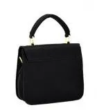 Black Textured Faux Leather Mini Satchel w/Cross-body Bag