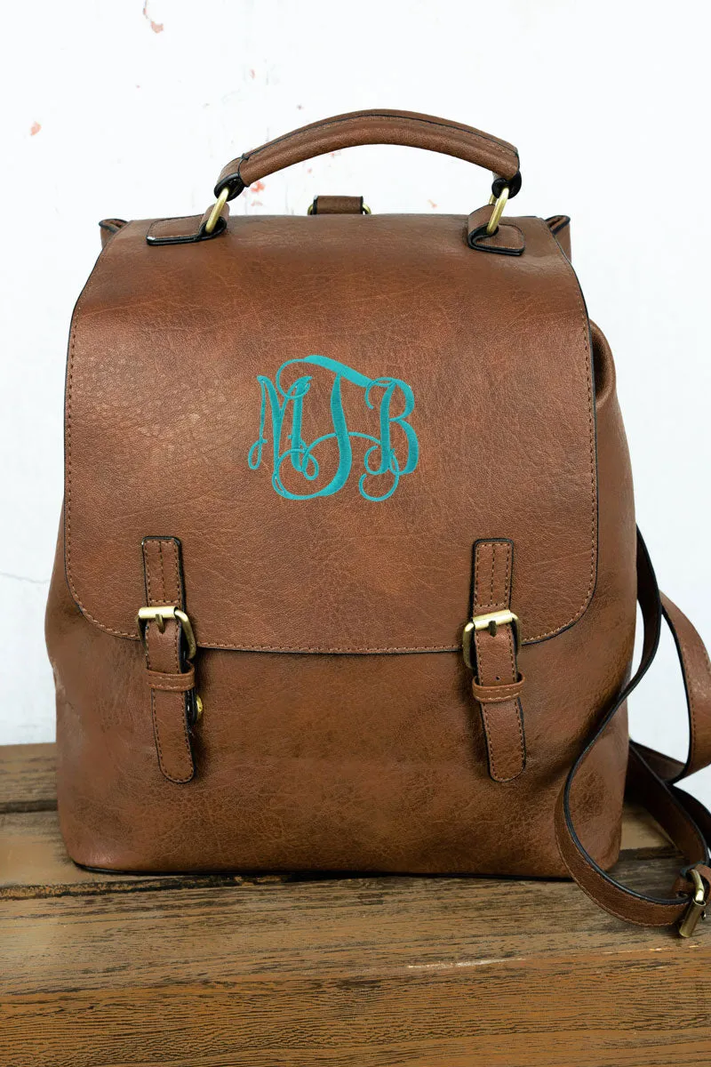 Brown Faux Leather Haley Satchel Backpack