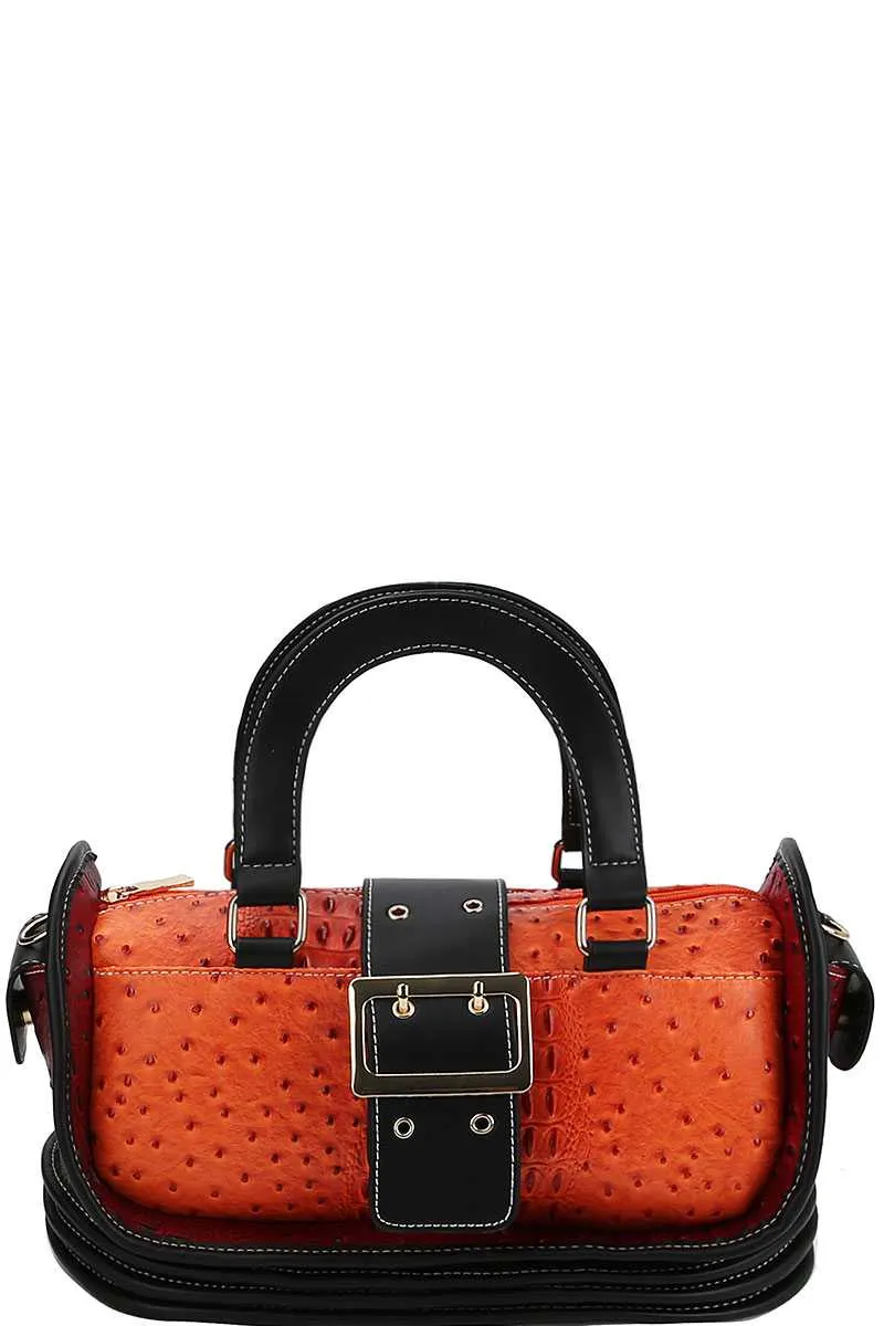 Buckle Accent Stylish Cute Satchel With Long Strap