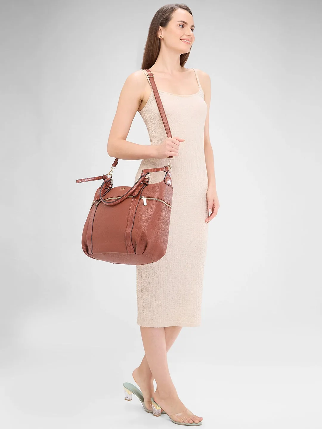 Caprese Nicole Satchel XL Tan