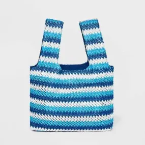 Chevron Print Striped Satchel - Future Collective with Alani Noelle Blue