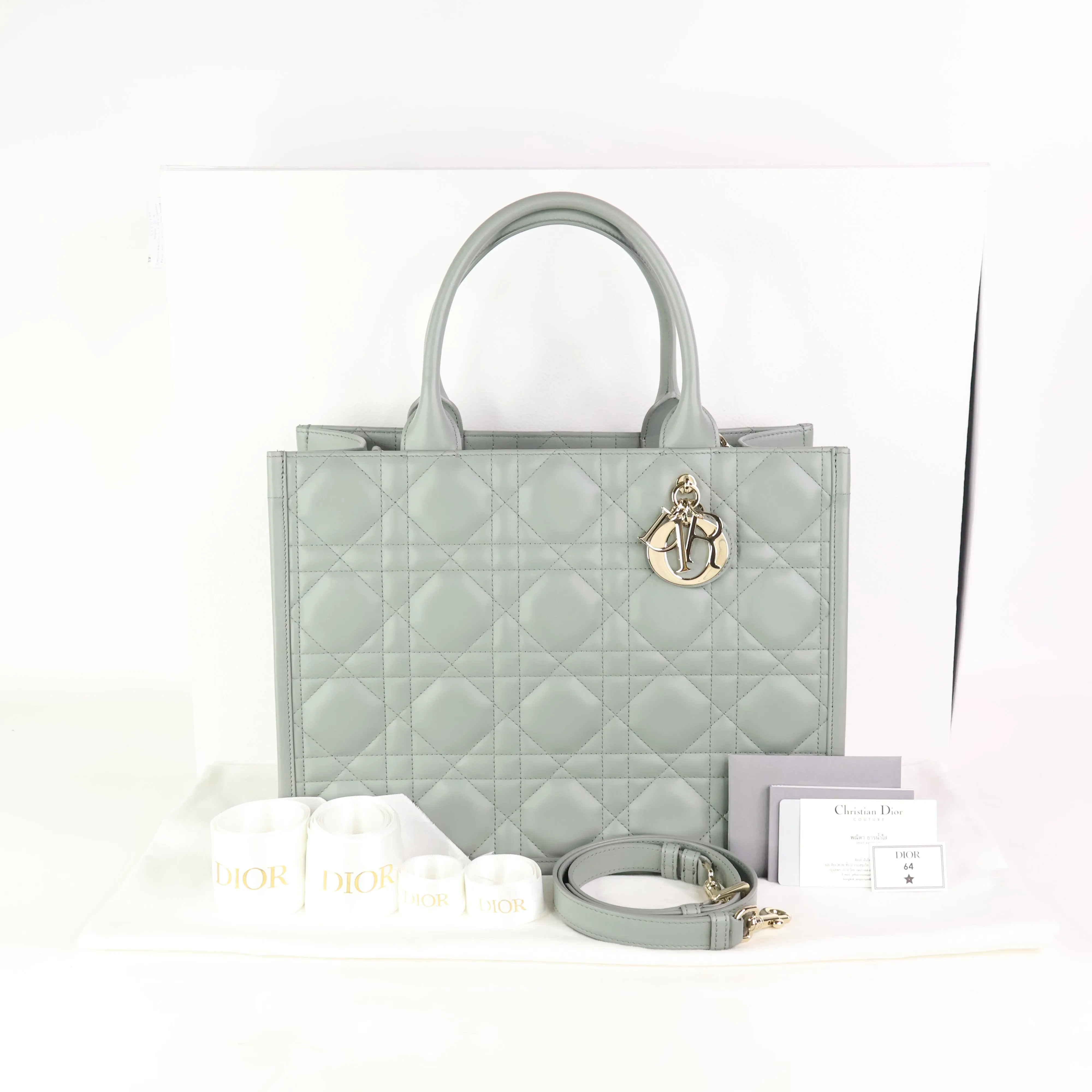 Christian Dior Book Tote Calfskin Stone Grey