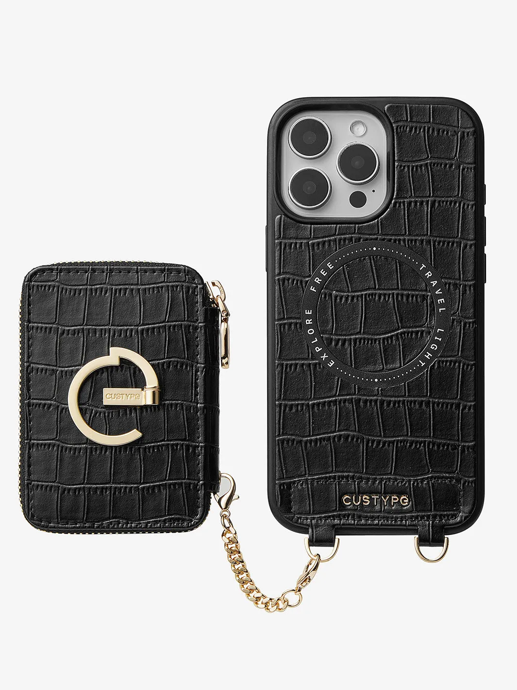 Crocodile Design Set- Detachable Wireless Charging E-stand Wallet Phone Case