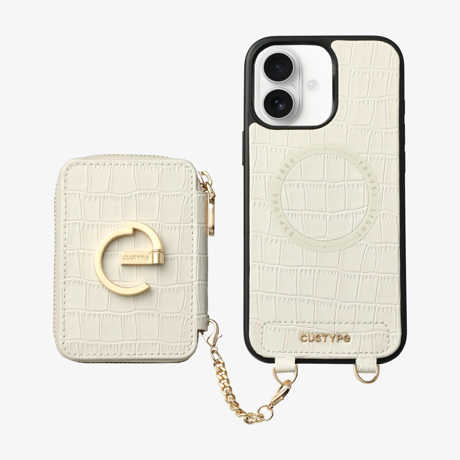 Crocodile Design Set- Detachable Wireless Charging E-stand Wallet Phone Case