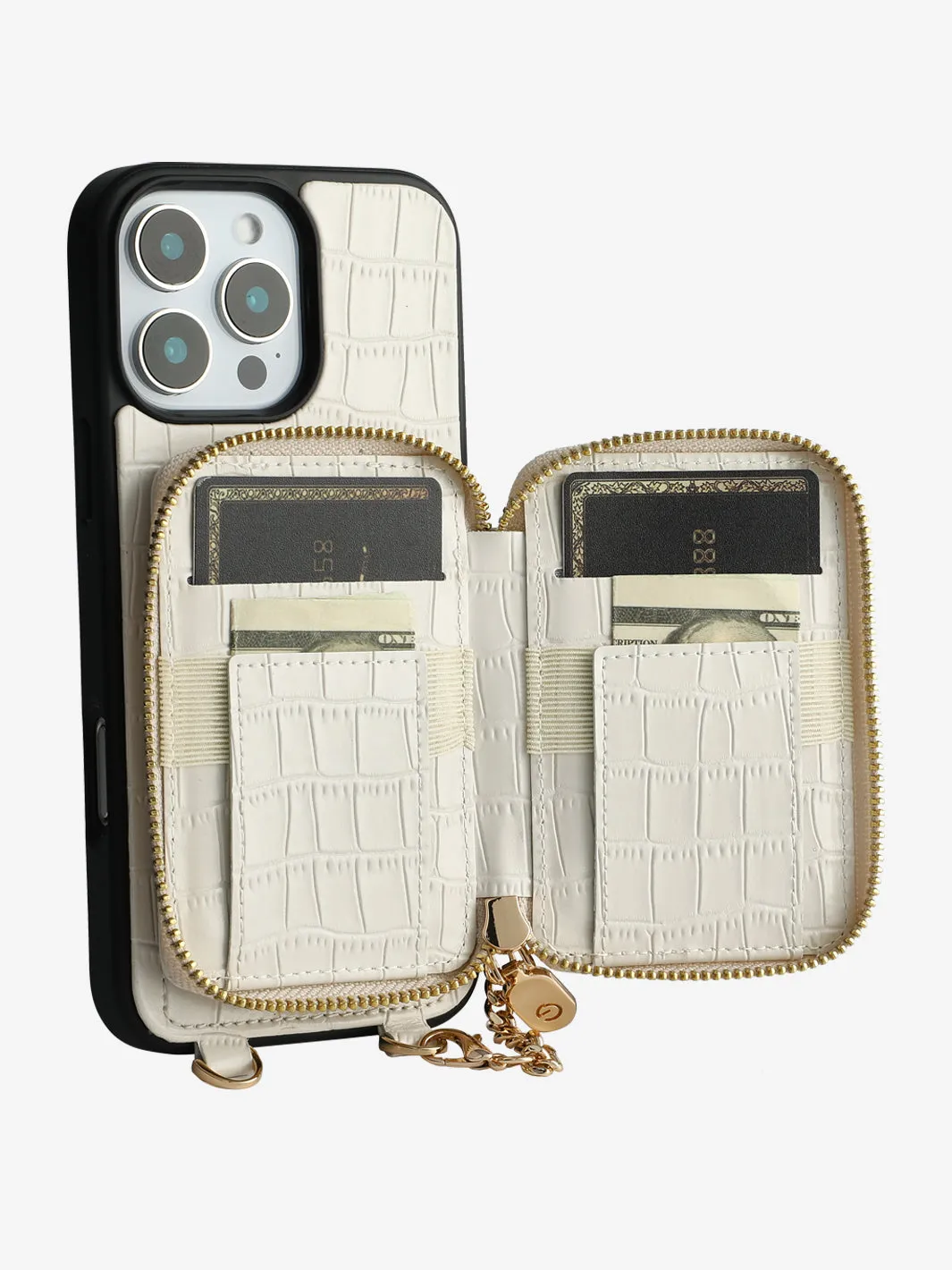 Crocodile Design Set- Detachable Wireless Charging E-stand Wallet Phone Case