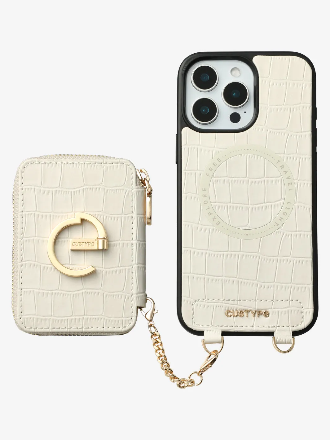 Crocodile Design Set- Detachable Wireless Charging E-stand Wallet Phone Case