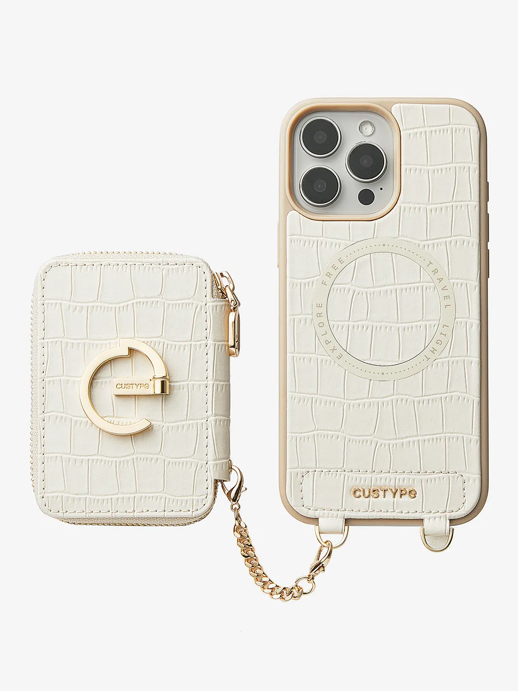 Crocodile Design Set- Detachable Wireless Charging E-stand Wallet Phone Case