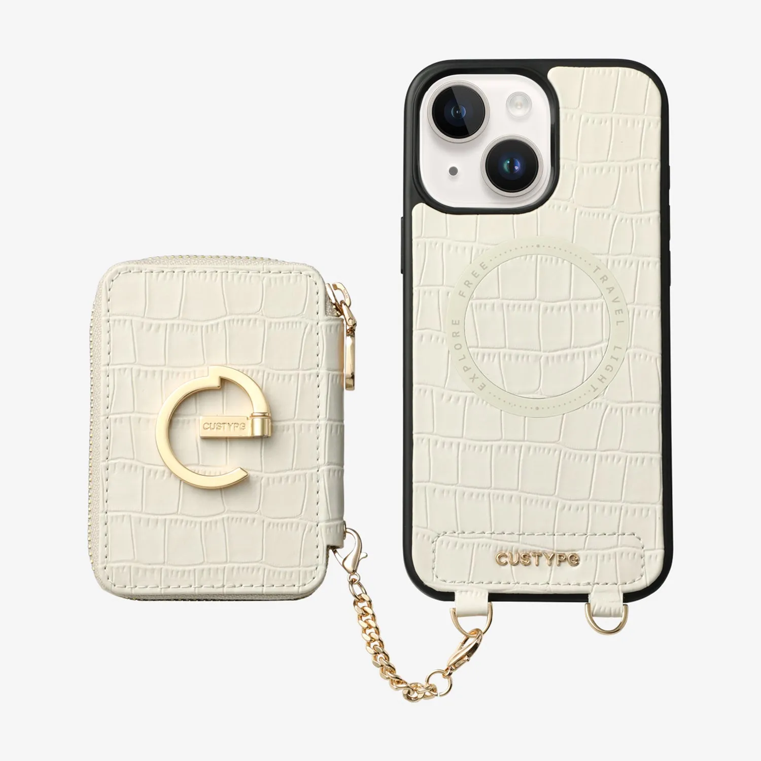 Crocodile Design Set- Detachable Wireless Charging E-stand Wallet Phone Case