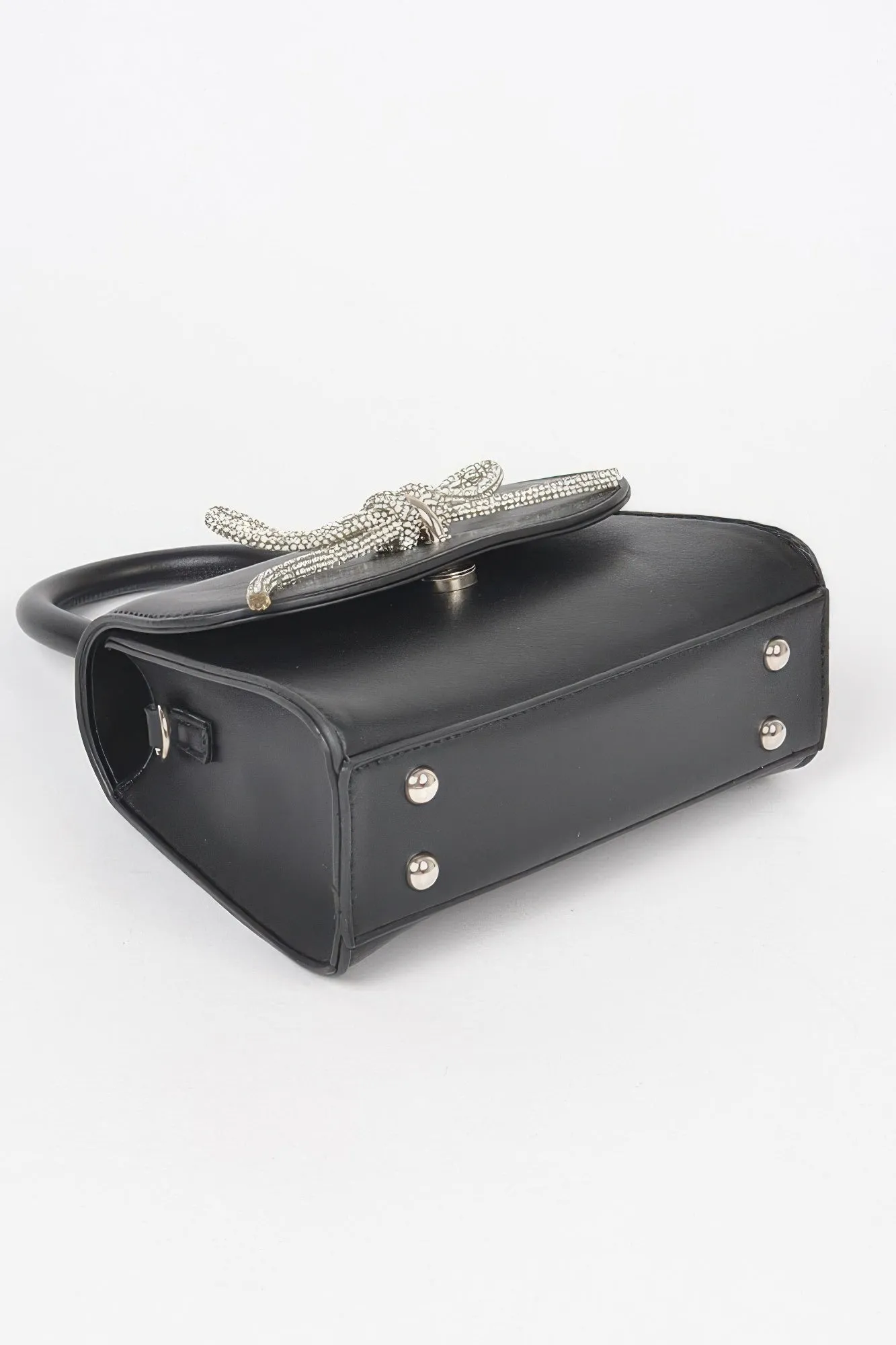 Faux Leather Top Handle Clutch