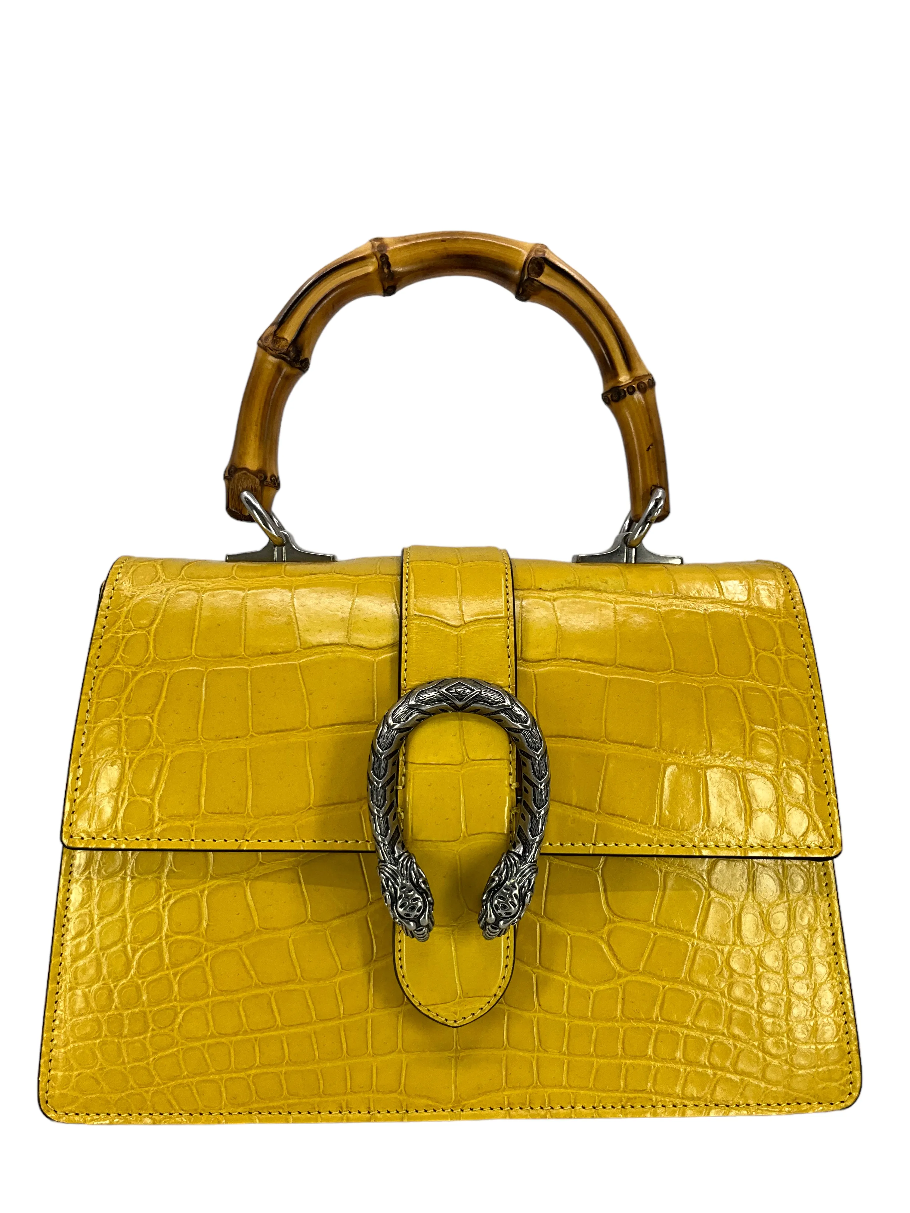 Gucci Dionysus Bamboo Top Handle Crocodile Bag