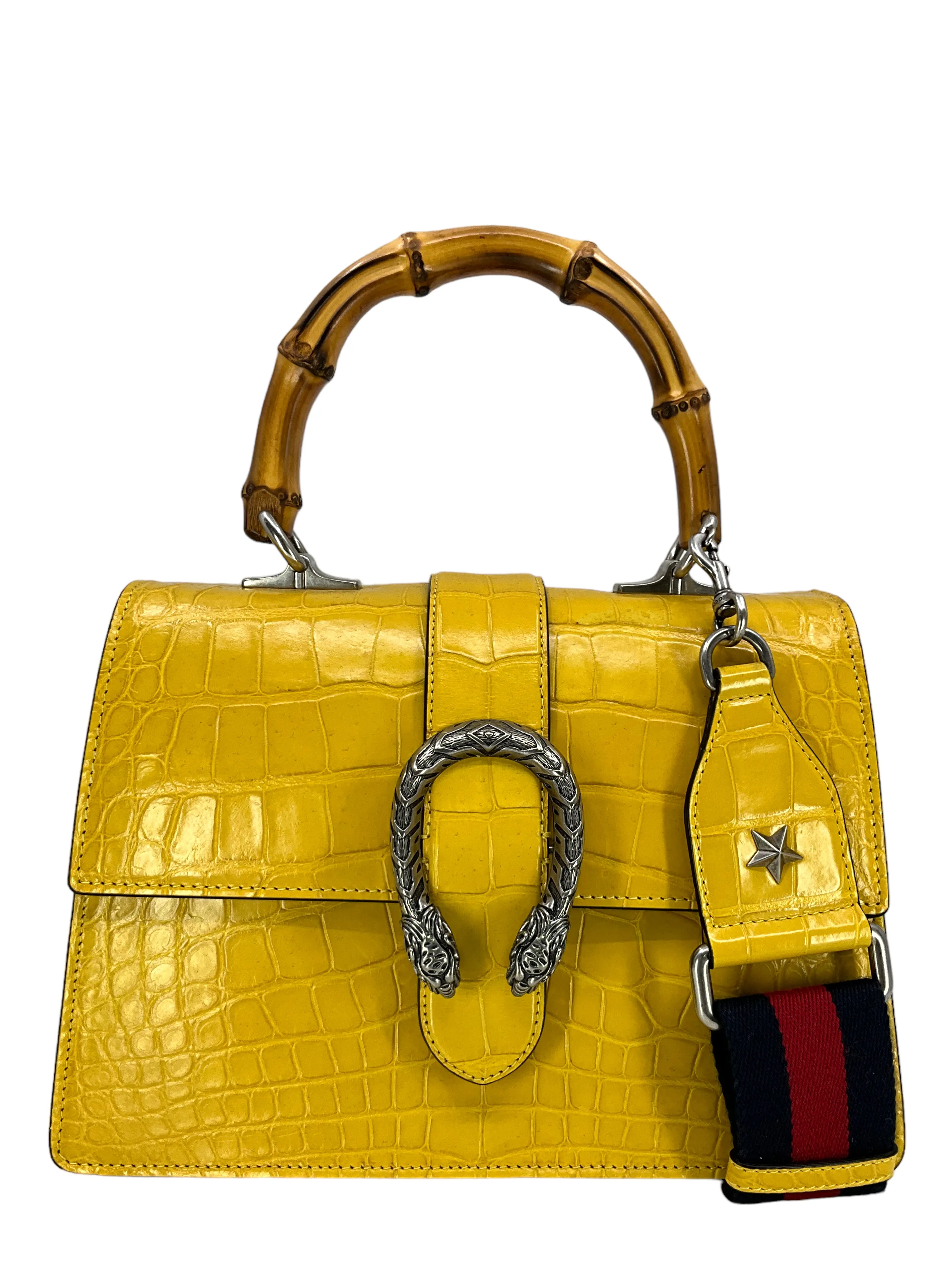 Gucci Dionysus Bamboo Top Handle Crocodile Bag