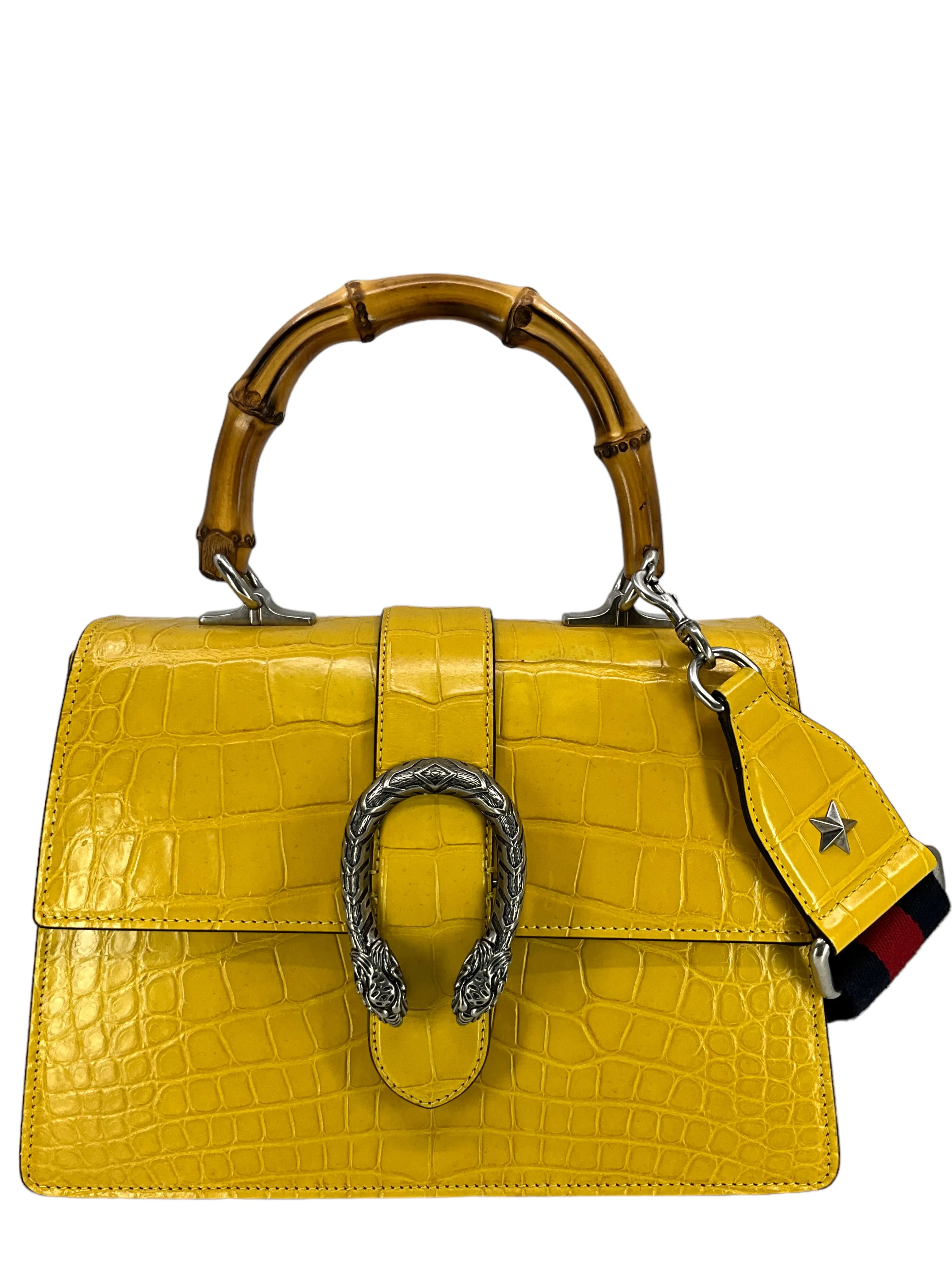 Gucci Dionysus Bamboo Top Handle Crocodile Bag