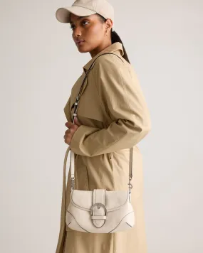 Italian Leather Buckle Detail Shoulder Bag