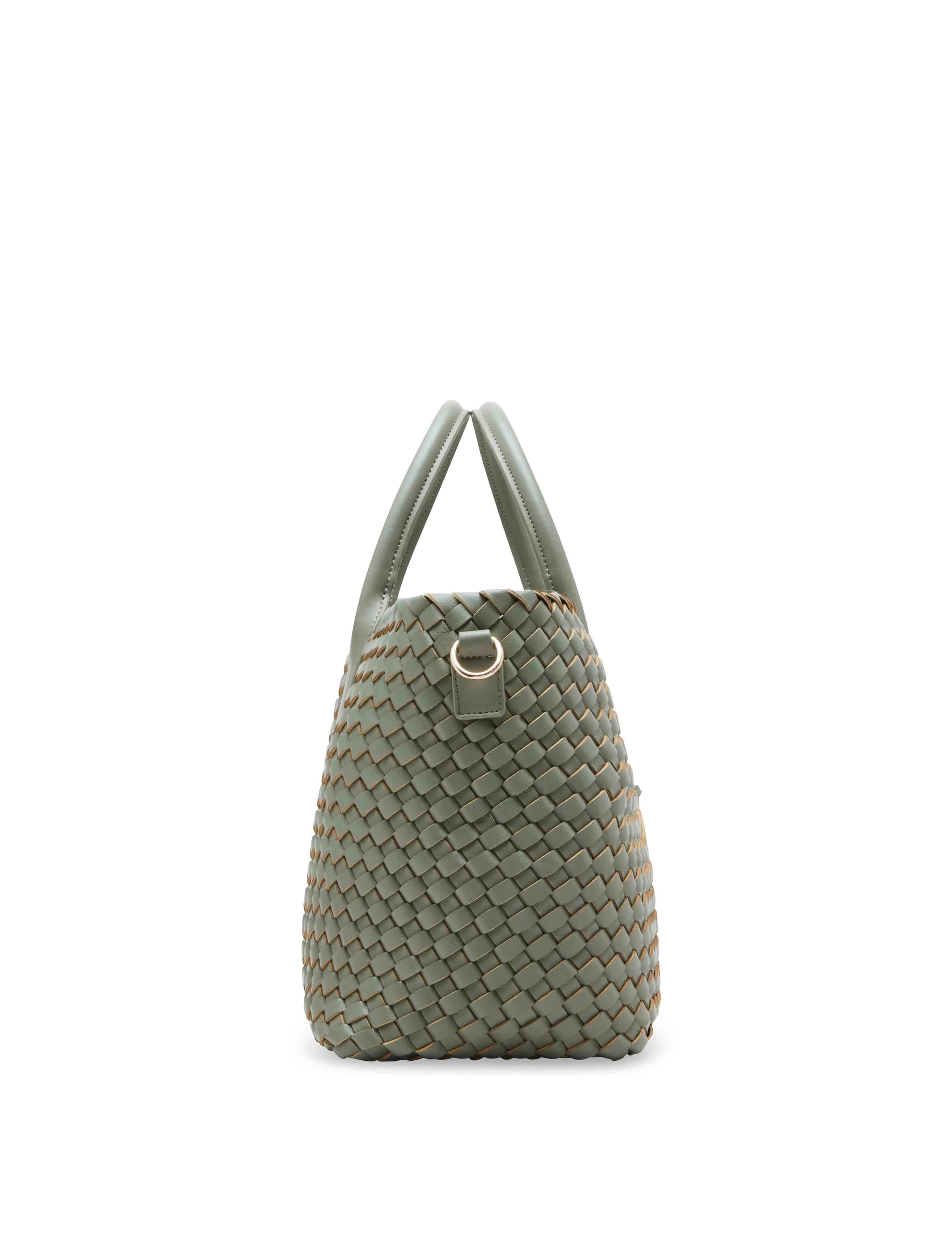 Large Woven Tote with Detachable Pouch