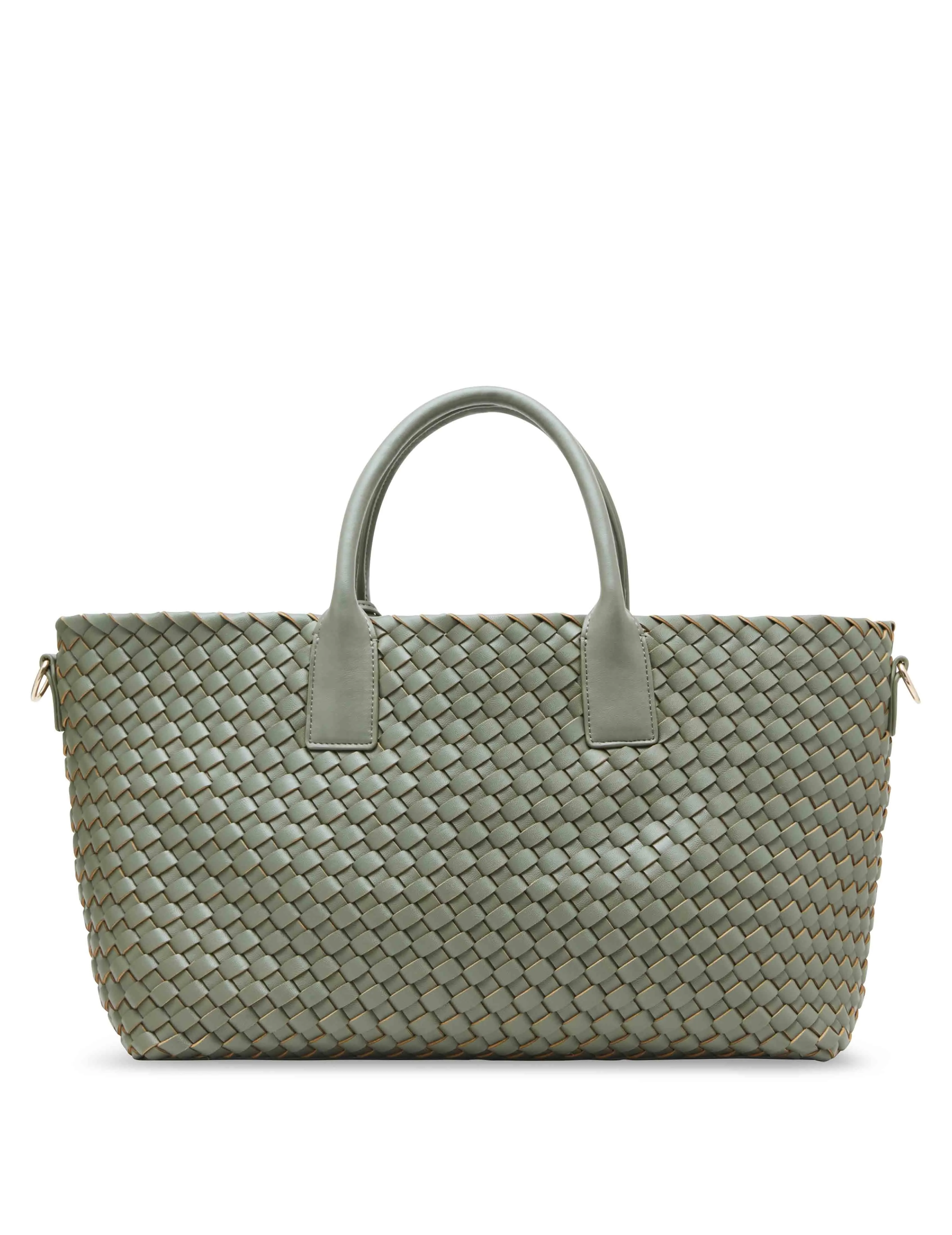 Large Woven Tote with Detachable Pouch