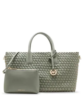 Large Woven Tote with Detachable Pouch