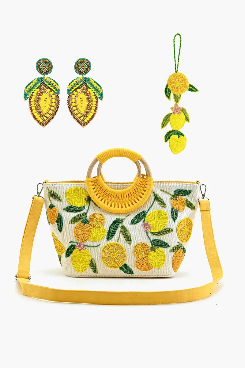 Lemon Fresh Wicker Tote Set of 3