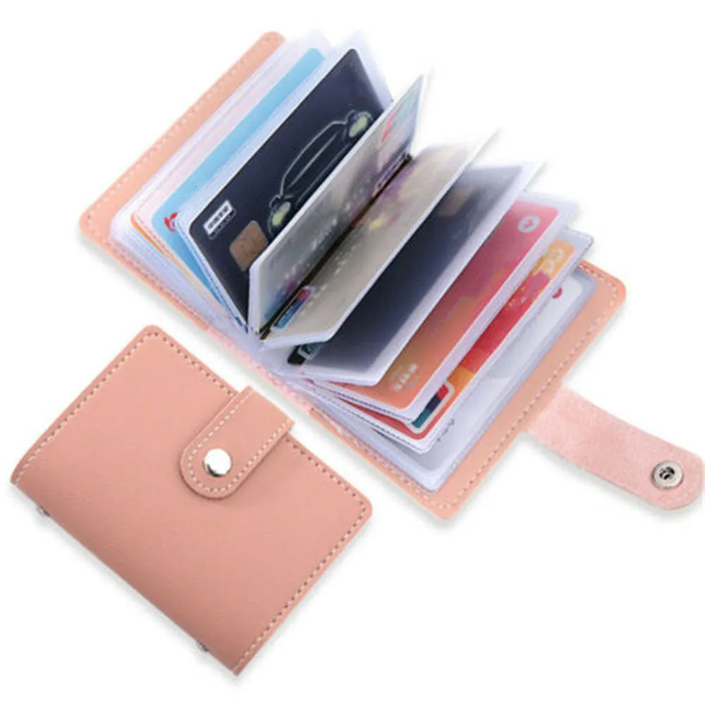 Mini credit card leather wallet for 26 cards - Pink