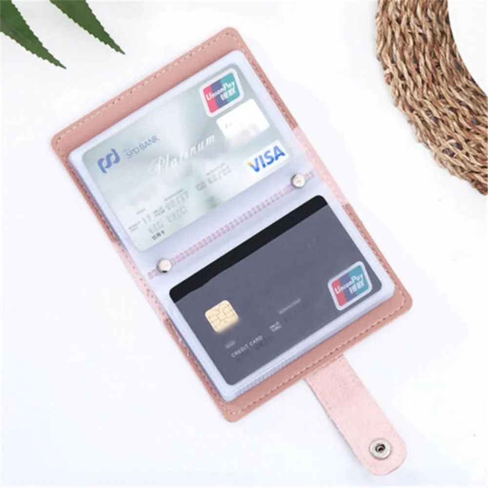 Mini credit card leather wallet for 26 cards - Pink