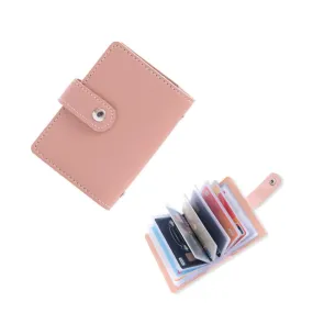 Mini credit card leather wallet for 26 cards - Pink