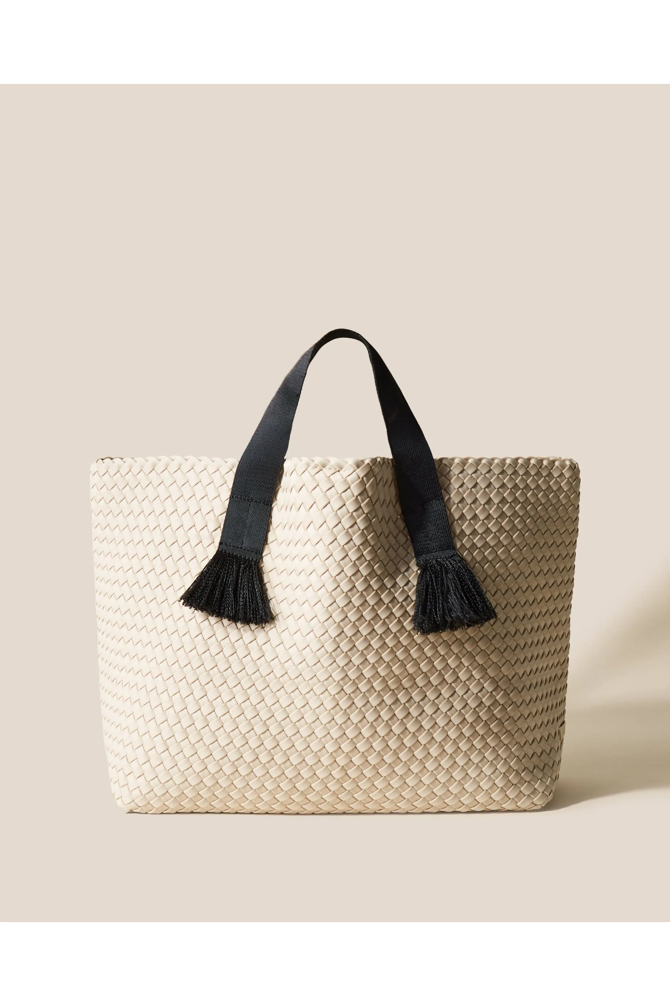 NAGHEDI Tulum Large Woven Tote Bag SN0193 | Moon (Solid)