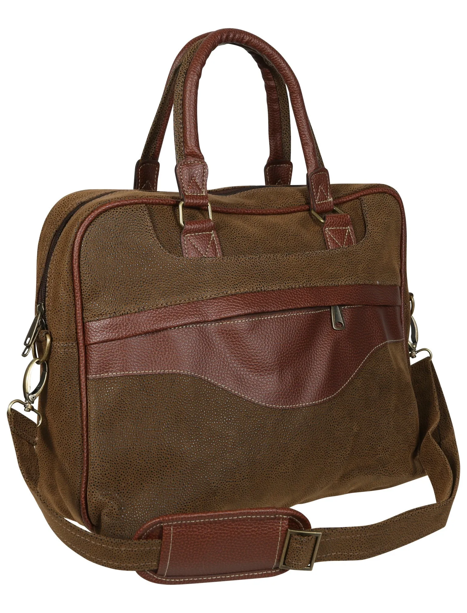 Olson Textured Faux Leather Laptop Bag in Brown