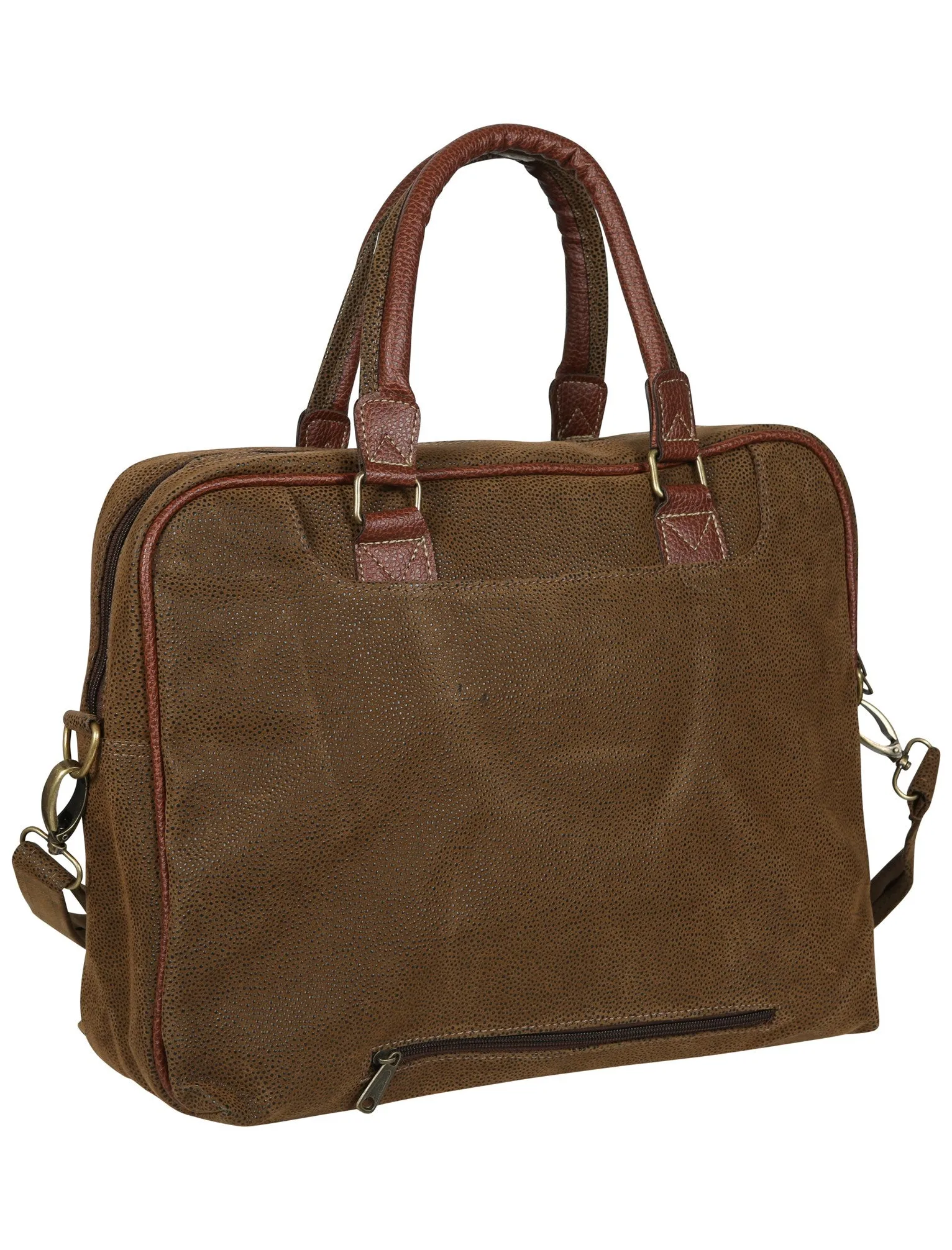 Olson Textured Faux Leather Laptop Bag in Brown