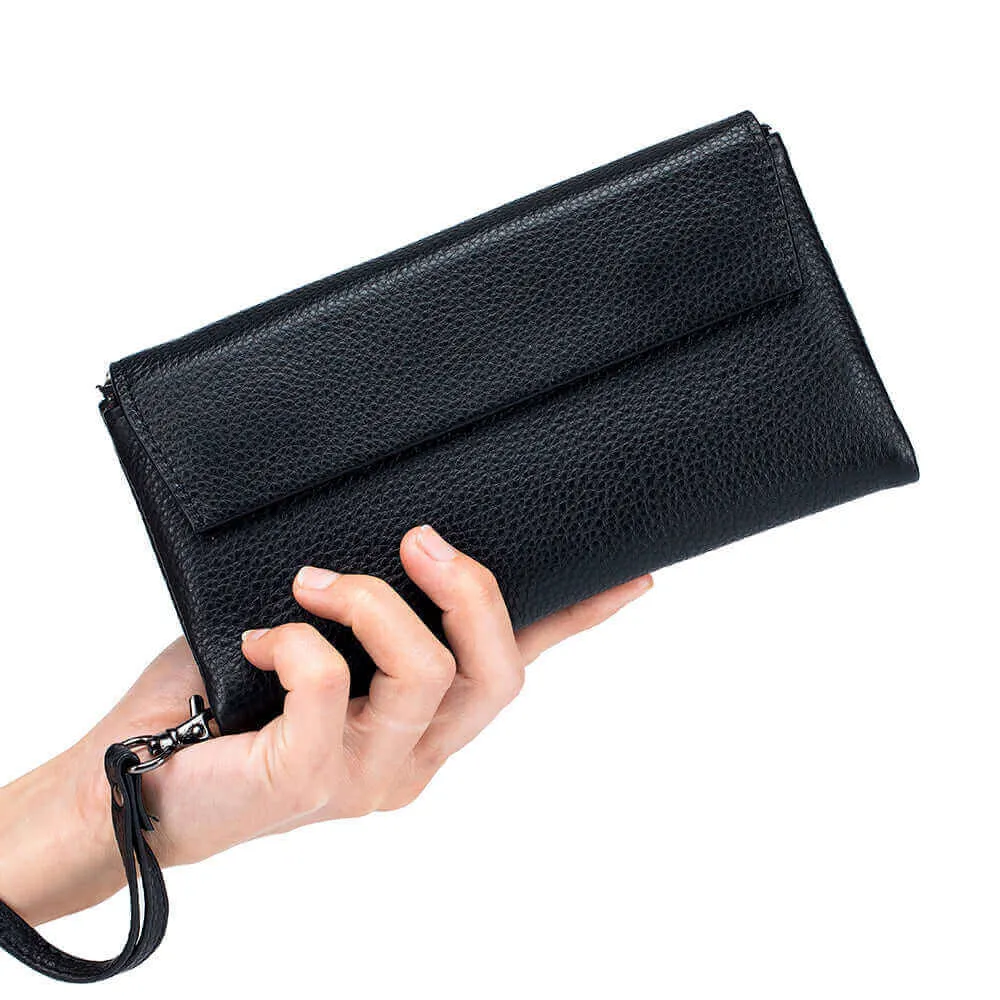 Premium Soft Leather Envelope Clutch Long Wallet | Elegant and Spacious