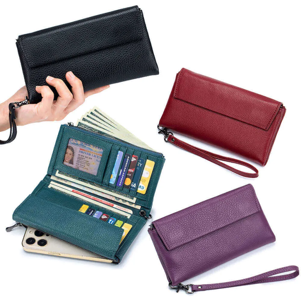 Premium Soft Leather Envelope Clutch Long Wallet | Elegant and Spacious