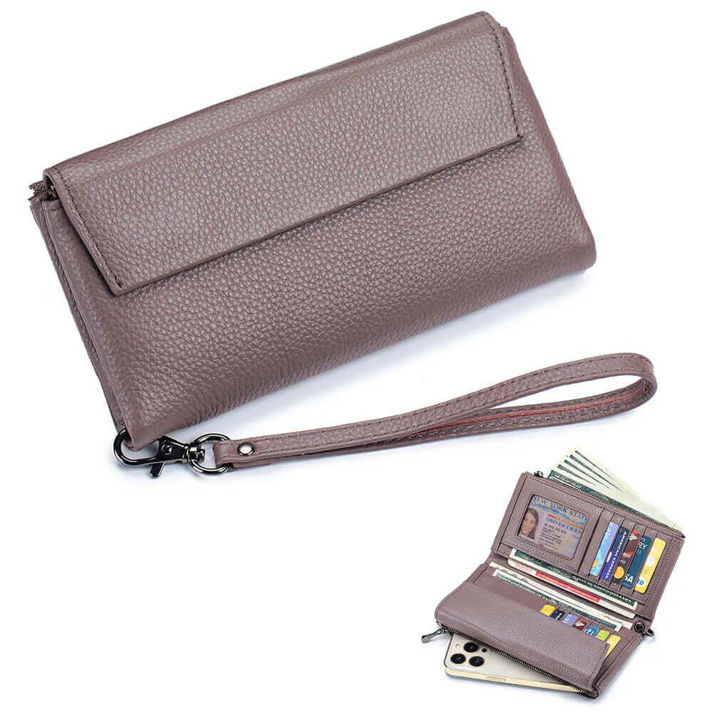 Premium Soft Leather Envelope Clutch Long Wallet | Elegant and Spacious