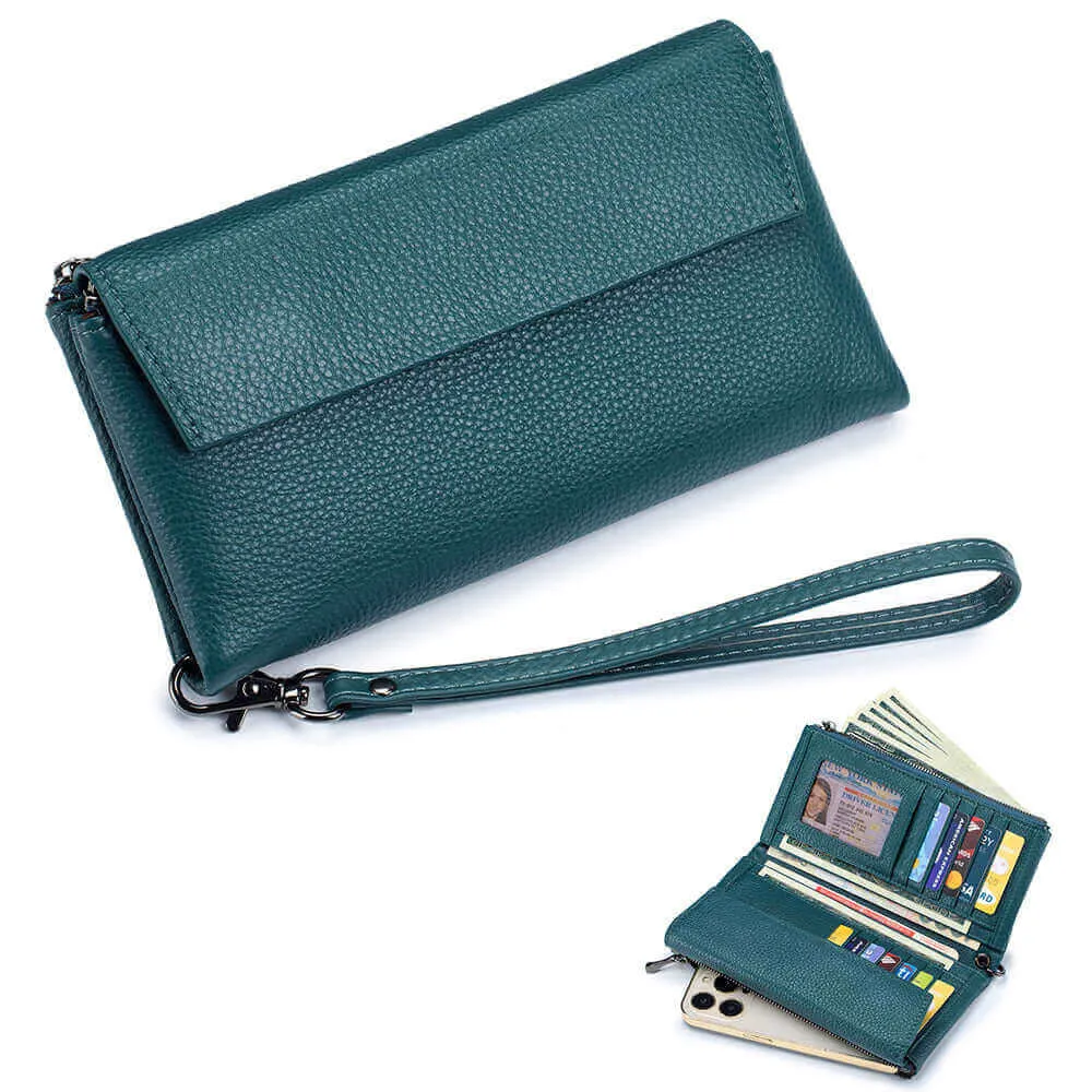 Premium Soft Leather Envelope Clutch Long Wallet | Elegant and Spacious