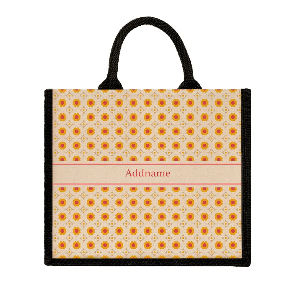 Retro Petal Jute Tote Bag