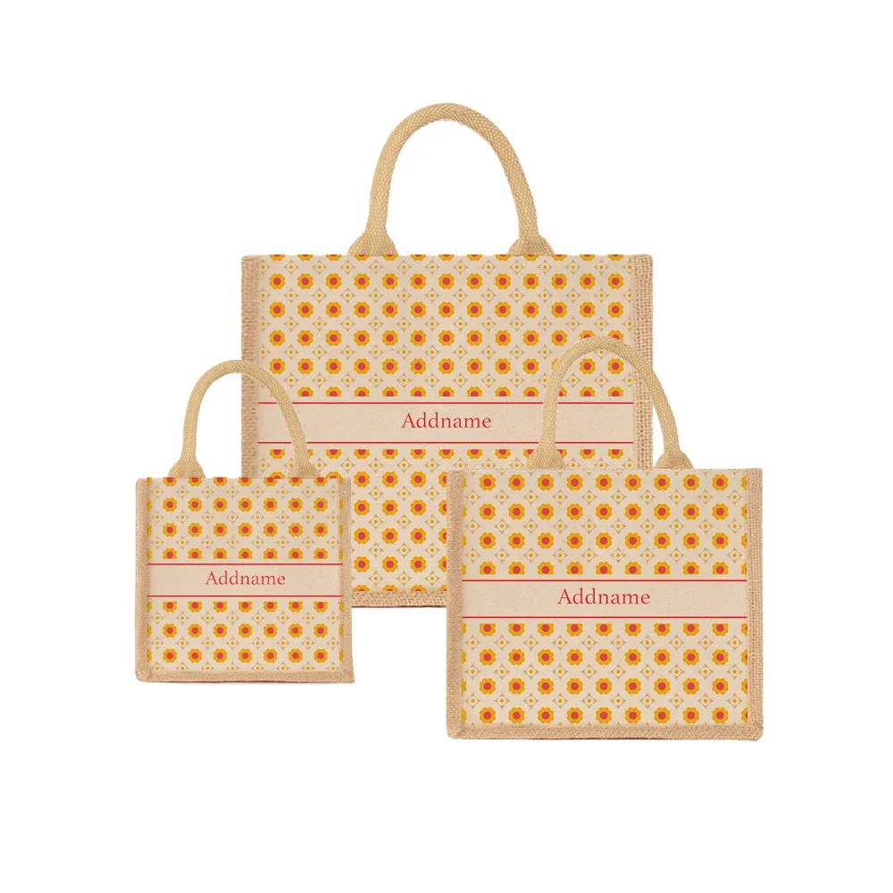 Retro Petal Jute Tote Bag