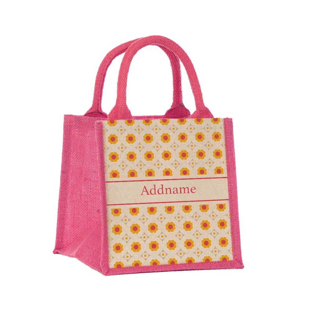 Retro Petal Jute Tote Bag