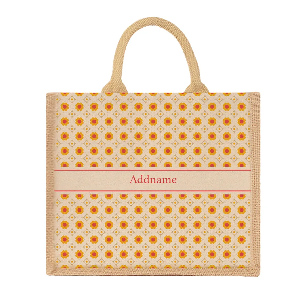 Retro Petal Jute Tote Bag