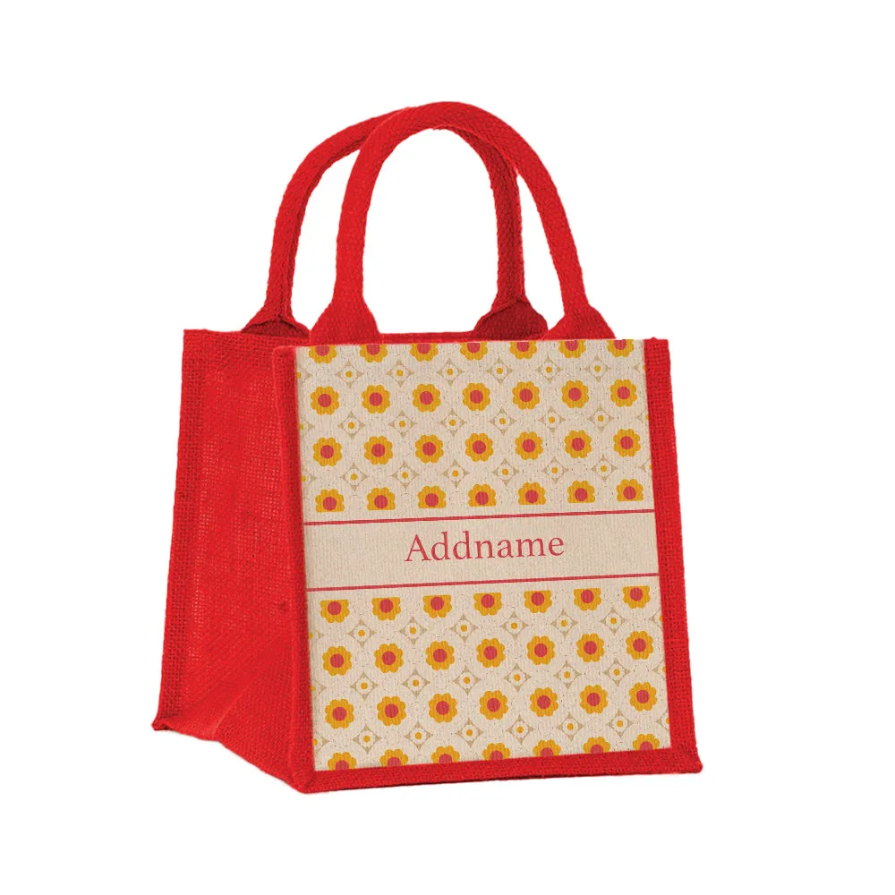 Retro Petal Jute Tote Bag