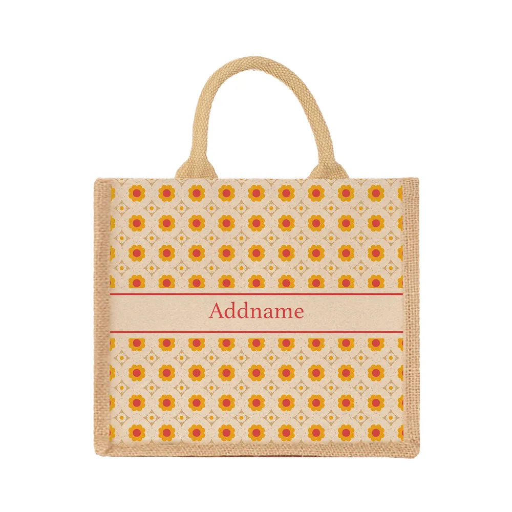 Retro Petal Jute Tote Bag