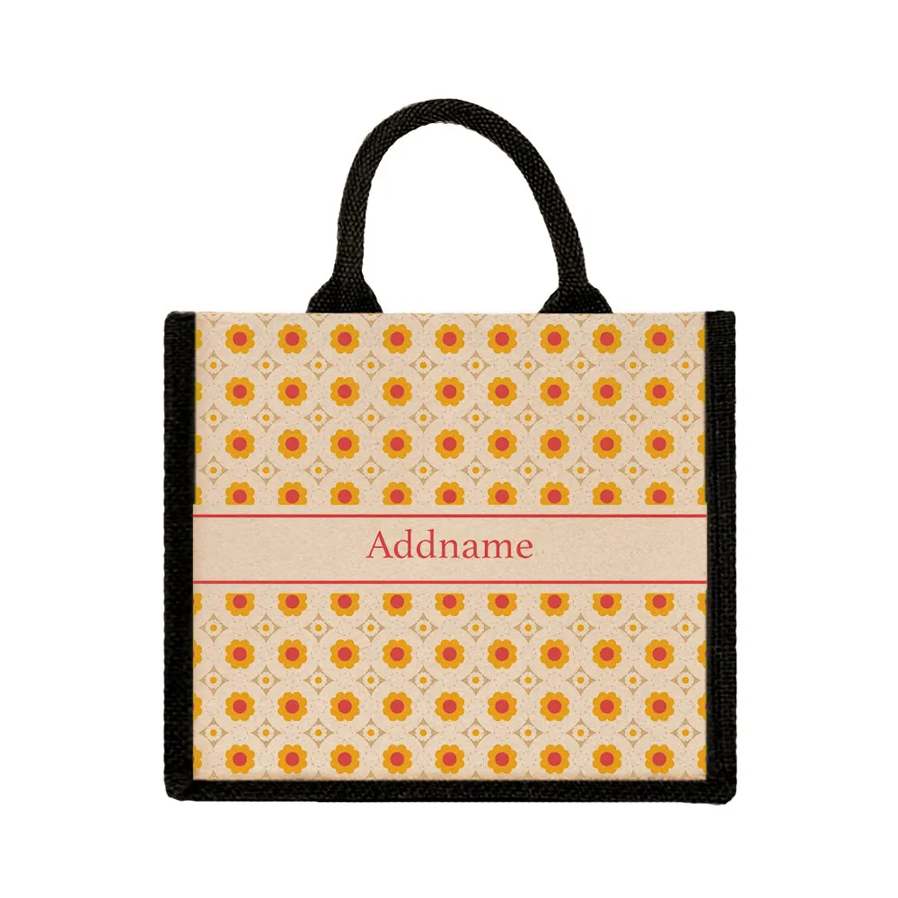 Retro Petal Jute Tote Bag