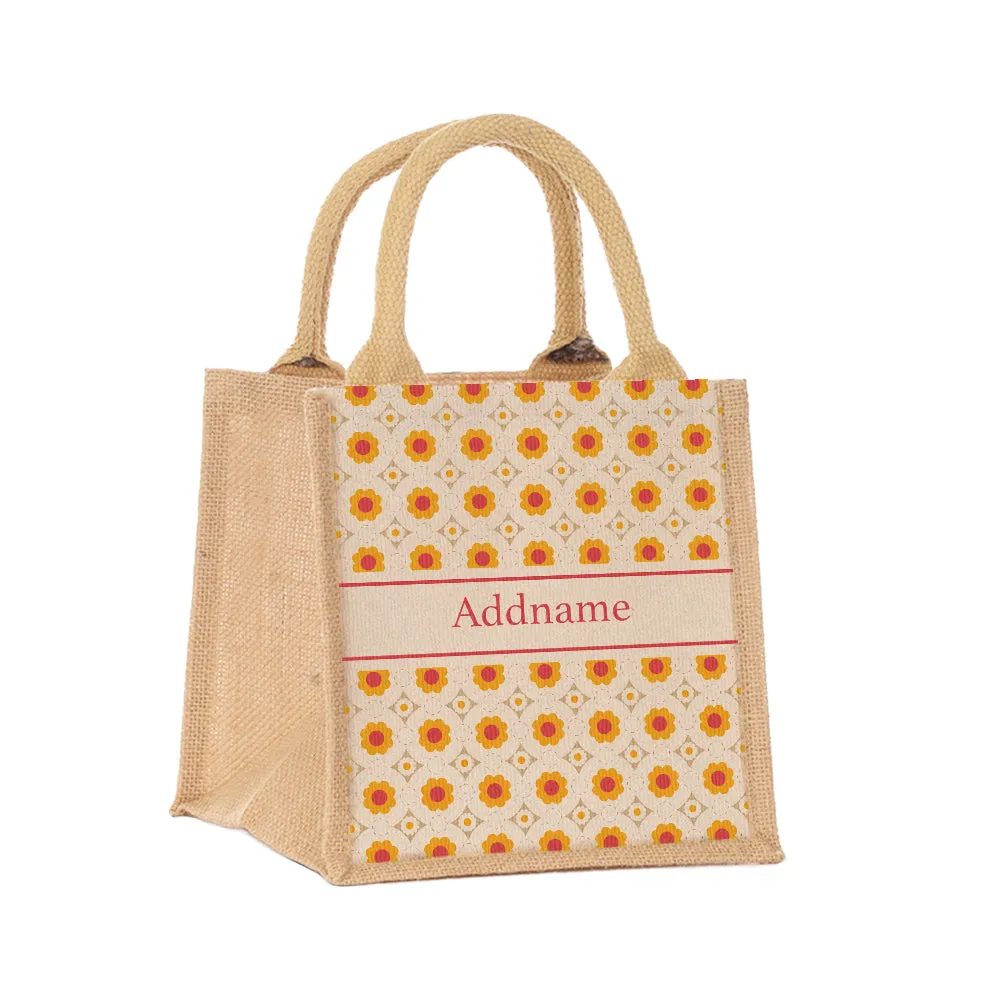 Retro Petal Jute Tote Bag