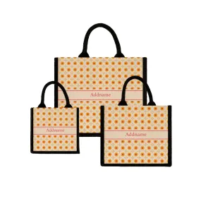 Retro Petal Jute Tote Bag