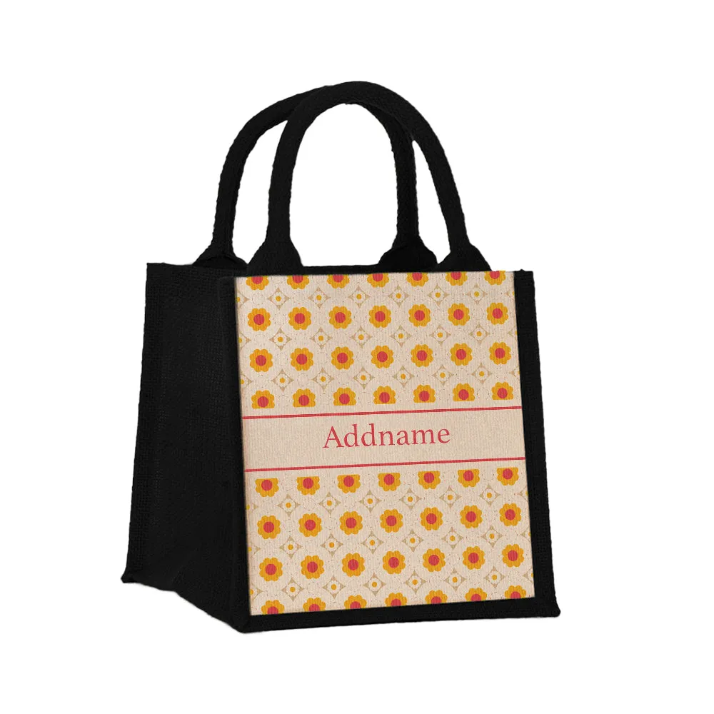 Retro Petal Jute Tote Bag