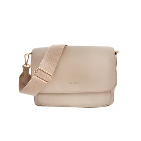 Textured Strap Satchel Bag - Beige