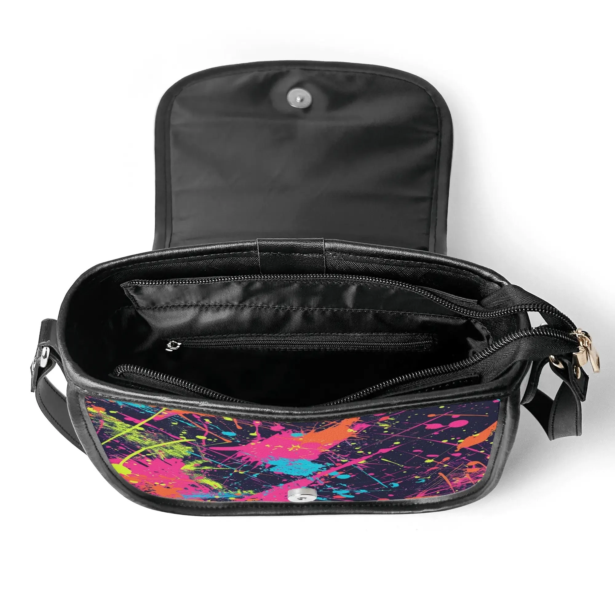 The Pock-It Saddle Handbag - Paint Splat