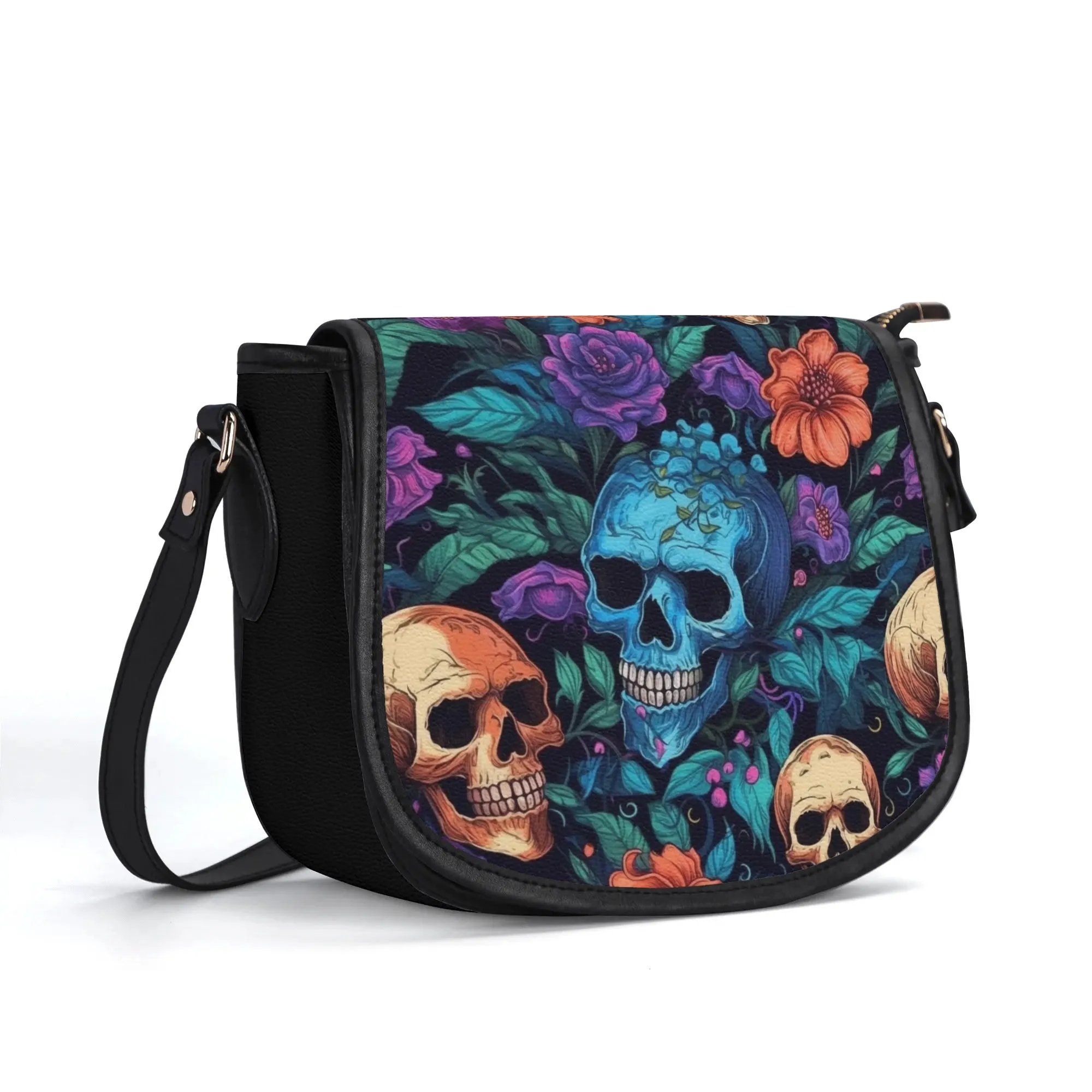 The Pock-It Saddle Handbag - Skull Garden